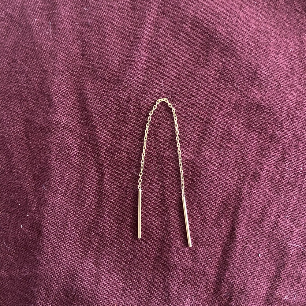 Delicate 14k Yellow Gold Threader Bar Earrings - Minimalist